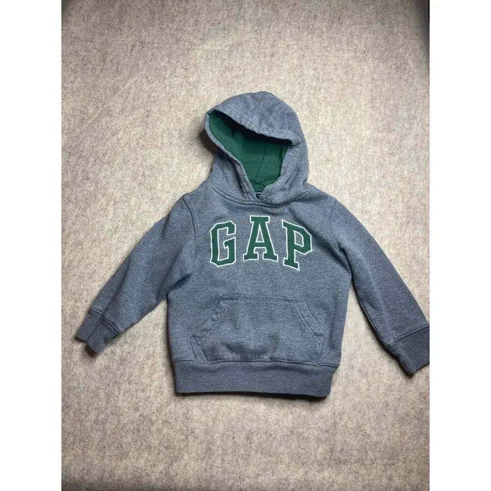 Baby Gap Gray and Green Hoodie with Kangaroo Pocket Size 3T